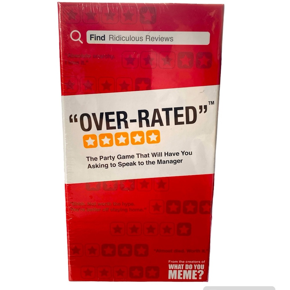 OVER-RATED' Adult Party Game, Destination & Review Cards